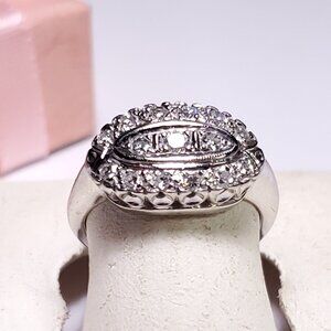 Estate .45ctw Natural Diamond Victorian oval top 14Kt W/Gold  S-4.5 Ring #20798